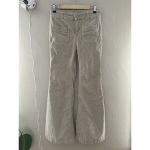 Pilcro and The Letterpress Womens Corduroy Flare Pants Size 8 Beige Hippie Boho